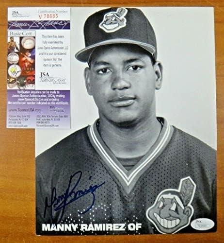 Manny Ramirez İmzalı Çaylak Yılı 7.5 x 9.5 Fotoğraf JSA COA İmzalı MLB Fotoğrafları