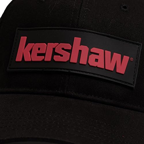 Kershaw Logo Kapağı 3-3D; Kauçuk Siyah Yama ile Tamamen Siyah; Kırmızı renkte Kershaw Adı; Ayarlanabilir Uyum; İç