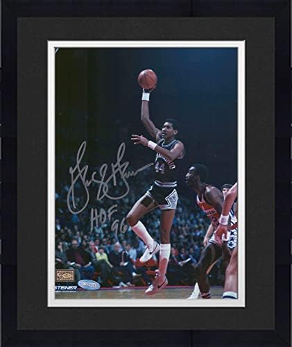 Çerçeveli George Gervin San Antonio Spurs İmzalı 8 x 10 Gökyüzü Kancası HOF 96 Yazılı Fotoğraf - İmzalı NBA Fotoğrafları