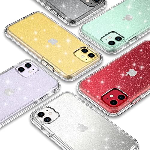COOLQO iPhone 11 için Uyumlu Kılıf, [2 x Temperli Cam Ekran Koruyucu] Temizle Glitter Sparkle 360 Tam Vücut Kapsama