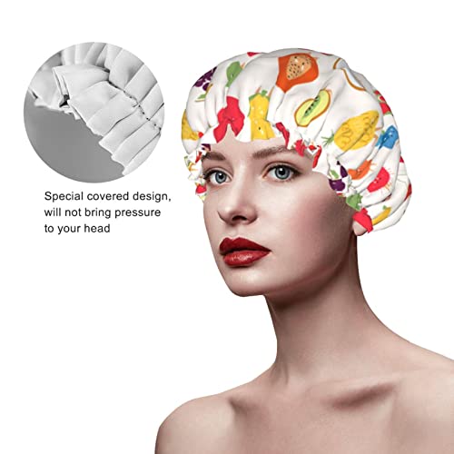 Kadınlar Kullanımlık Streç Hem Saç Şapka Karikatür Meyve Avokado Çift Katmanlar Su Geçirmez Duş Başlığı banyo bonesi