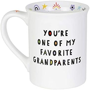 Enesco Bizim Adımız Çamur Mutlu Yıllar Büyükanne Cuppa Doodle Kahve Kupa, 16 oz, Beyaz
