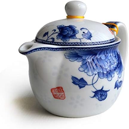 Çaydanlık 12 oz Mavi Beyaz Paslanmaz Filtre Tel Demlik Gevşek Çay (pot çiçekler Zenginlikleri onur)