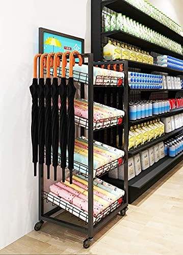 ZCX şemsiye standı Yaratıcı Ticari Zemin Ayakta Dört Raf Şemsiye Tutucu Metal Çok Fonksiyonlu Depolama Rafı Süpermarket