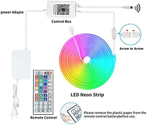 L8star Neon ışıkları, Uzaktan kumanda ile 10ft RGB LED Neon halat ışık, Neon şerit ışık Akıllı renk değiştirme Neon