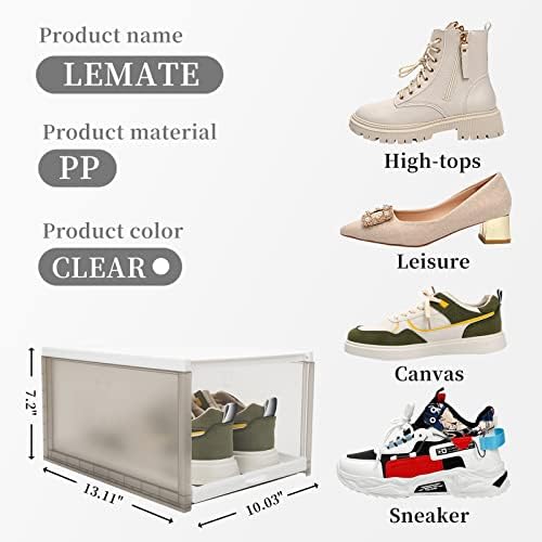 Elmas İstiflenebilir 6 Paket Ayakkabı saklama kutusu, Şeffaf Plastik Ayakkabı Kutusu, ABD Boyutu 12 Çekmece Tasarımı,