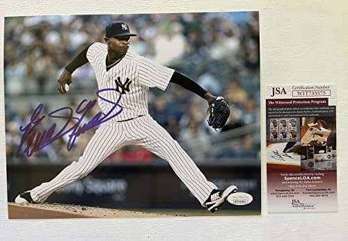 Domingo Alman İmzalı İmzalı Parlak 8x10 Fotoğraf New York Yankees-JSA Kimliği Doğrulandı