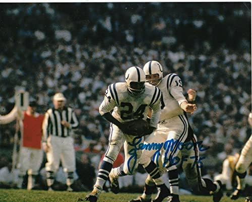 Lenny Moore Baltimore Colts Hof 75 Aksiyon İmzalı 8x10-İmzalı NFL Fotoğrafları