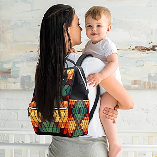 Renkli Geometrik bez bebek bezi çantaları Mumya Sırt Çantası Büyük Kapasiteli Bez Torba Hemşirelik Seyahat Çantası