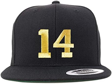 Trendy Giyim Mağazası Numarası 14 Altın iplik Düz Fatura Snapback Beyzbol şapkası