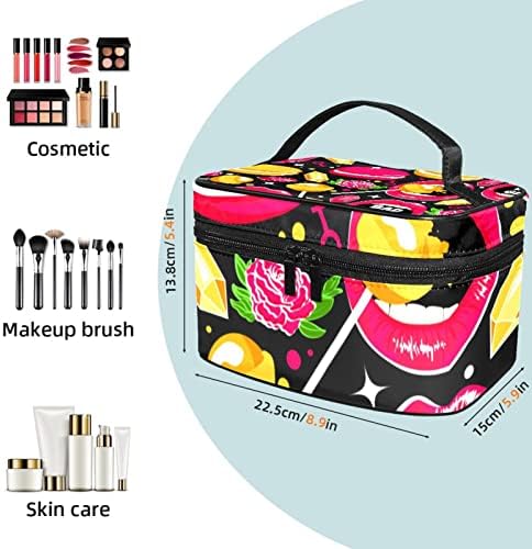 Şeker Dudaklar Güller Tatlı Desen Seyahat Makyaj çantası Kadınlar ve Kızlar için güzellik çantası kozmetik kılıflı