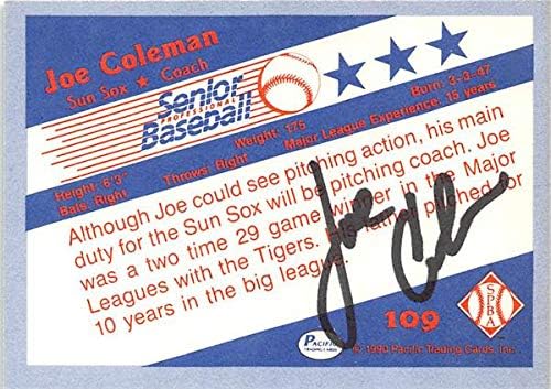 İmza Deposu 587015 Joe Coleman İmzalı Beyzbol Kartı - 1990 Pasifik Büyükler Ligi-Arkada 109 numara Fort Myers Sun