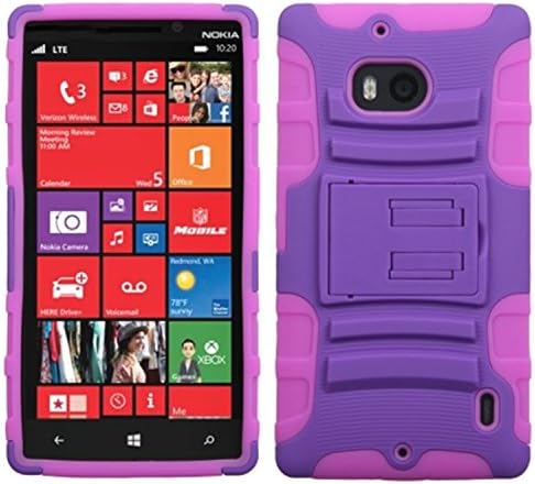 MyBat Asmyna Gelişmiş Zırh Standı Koruyucu Kapak Nokia 929 Lumia Icon-Perakende Ambalaj-Mor / Elektrikli Pembe