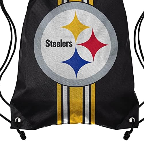 Sonsuza Koleksiyon NFL Pittsburgh Steelers Takım Şerit İpli Sırt Çantası BagTeam Şerit İpli Sırt Çantası, Siyah, 19