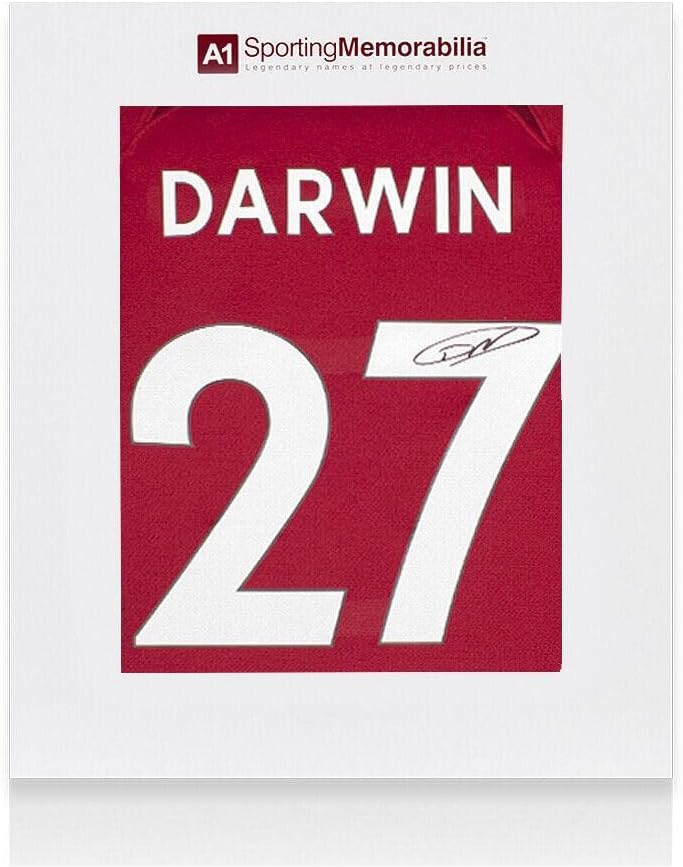 Darwin Nunez İmzalı Liverpool Forması-2022-23, Ev Sahibi, 27 Numara-Hediye Kutusu-İmzalı Futbol Formaları