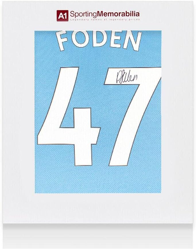 Phil Foden Manchester City Forması İmzaladı-2021-22, Ev Sahibi, 47 Numara-Hediye Kutusu-İmzalı Futbol Formaları