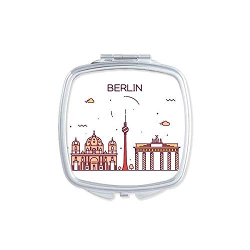 Berlin Almanya Düz Landmark Desen Ayna Taşınabilir Kompakt Cep Makyaj Çift Taraflı Cam