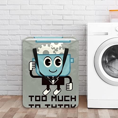 Komik Karikatür Robot Dişli Baskı Katlanabilir çamaşır Sepeti, 60L Su Geçirmez çamaşır sepetleri Çamaşır Kutusu Giysi