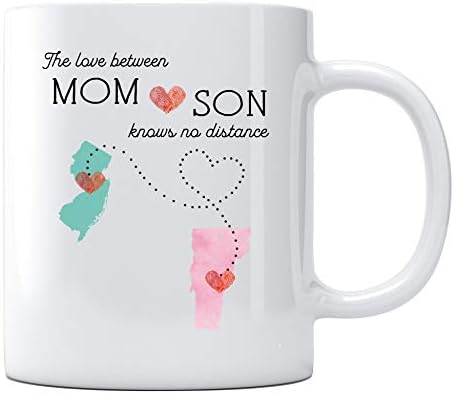 Anneler Günü Hediyesi Kahve Kupa Devlet Uzun Mesafe New Jersey Vermont Anne ve Oğul Arasındaki Aşk Mesafe Bilmiyor