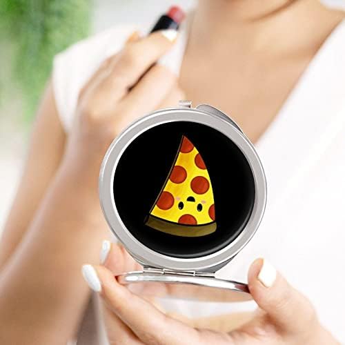 Sevimli Karikatür Pizza Kompakt cep aynası Taşınabilir Seyahat Kozmetik Ayna Katlanır Çift Taraflı 1x / 2x Büyüteç