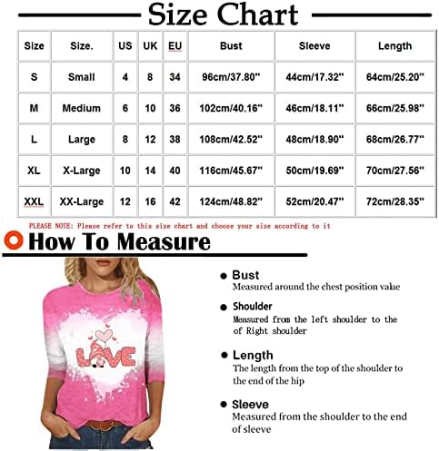 Bayan 3/4 Kollu Elbise Pamuk Ekip Boyun Kalp Grafik Gevşek Fit Brunch Bluz T Shirt Yaz Sonbahar T Shirt Kadın E1
