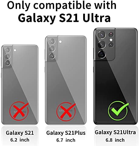 Rsenr Kılıf Samsung Galaxy S21 Ultra ile Kemer Klipsi Kılıf,İki TPU Ekran Koruyucu, Slayt Kamera Kapağı ve Kickstand,