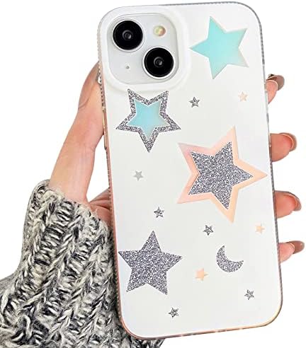 Lovmooful Uyumlu iPhone 13/14 Kılıf için Sevimli Lüks Lazer Glitter Yıldız Tampon Koruyucu Kızlar Kadınlar için Sert