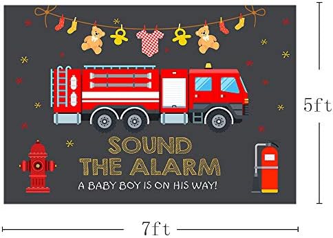MEHOFOND itfaiye kamyonu Erkek Bebek Duş fotoğraf arka fonu İtfaiye aracı Alarm Sesi İtfaiyeci Küçük İtfaiyeci Kırmızı