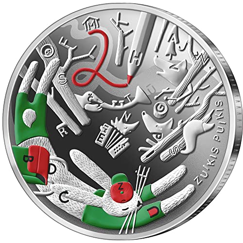 2022 DE Modern Hatıra PowerCoin Zuikis Puikis Masalları Çocukluğumdan Gümüş Sikke 5€ Euro Litvanya 2022 Kanıtı
