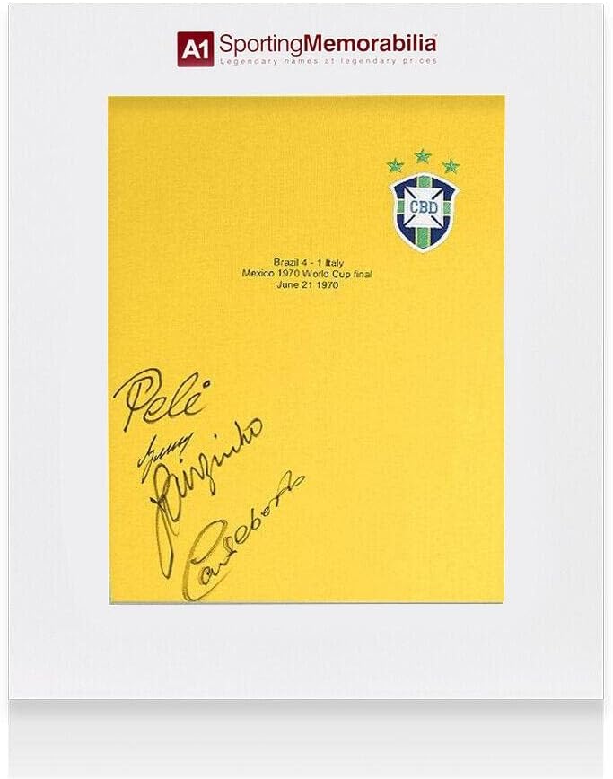 Brezilya Forması İmzalı Pele, Gerson, Jairzinho ve Carlos Alberto - 1970 Dünya Kupası-İmzalı Futbol Formaları