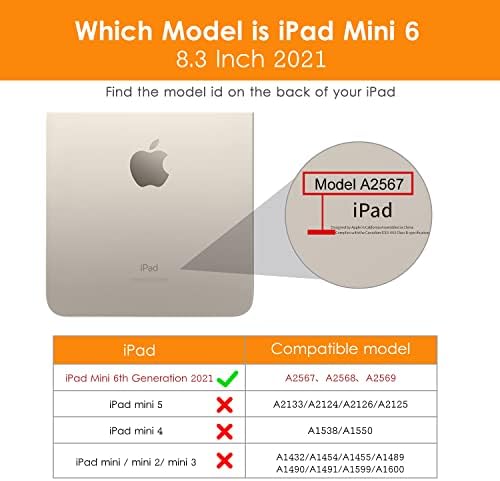 DTTO iPad Mini 6 8.3 İnç 2021, Premium Deri İş Folio Standı Kılıf Siyah Kumaş Doku ile Hafif Sert PC Case Arka Siyah