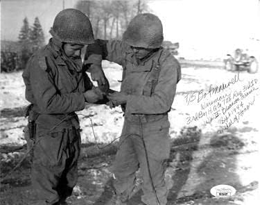 Robert / Bob Maxwell imzalı İKİNCİ Dünya Savaşı Vintage B&W 8x10 Fotoğraf-JSA SS51657-Medal of Honor / France /