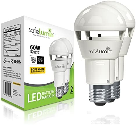 safelumin SA19 - 800U27 2PK şarj edilebilir ampuller - Ev elektrik kesintisi için acil durum ışıkları - Normal olarak