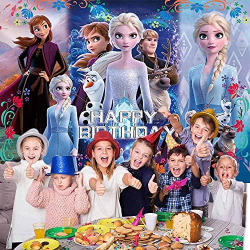 Dondurulmuş Zemin 1st Doğum Günü Zemin Kız Elsa Anna Prenses Fotoğraf Backdrop Parti Malzemeleri Afiş Arka Plan Fotoğraf