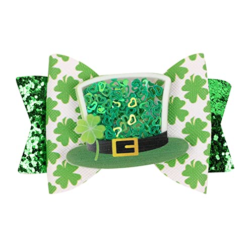 İrlandalı Festivali Yay Klipleri Glitter Yeşil Şanslı Çim saç tokası Bataklık Yay Saç Tokalarım Klip saç aksesuarları