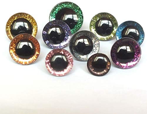 Queenbox 20 ADET Plastik 18mm Glitter Yıkayıcılar Güvenlik Gözler, yuvarlak Renkli Sahte Gözbebekleri DIY Sanat El