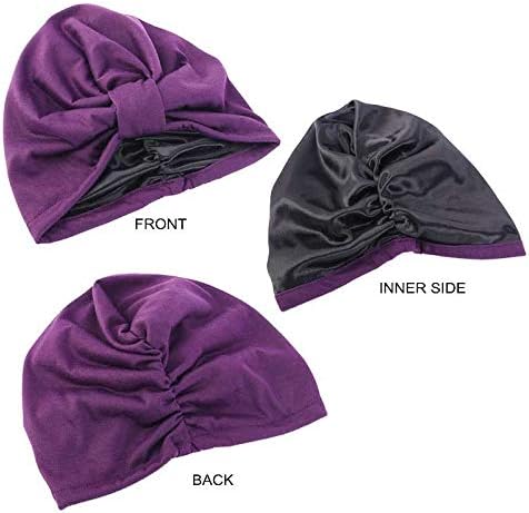 BBSJ Şekillendirici kadın saç bonesi Uyku Şapka Çift Katmanlı Saten Elastik Çizgili Başörtüsü Kaput Bandı Türban (Renk: