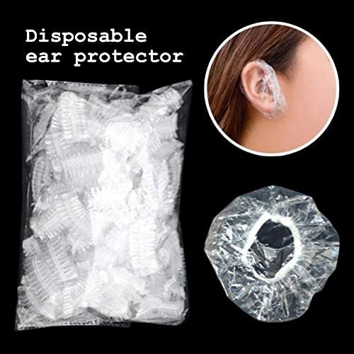 100 Paket Temizle Tek Kullanımlık Kulak Koruyucuları Su Geçirmez Kulak Kapakları Saç Boyası, Duş, Banyo