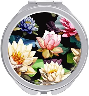 Fantastik Lotus Çiçeği Kompakt Ayna Cep Seyahat makyaj aynası Küçük Katlanır Taşınabilir El Aynası
