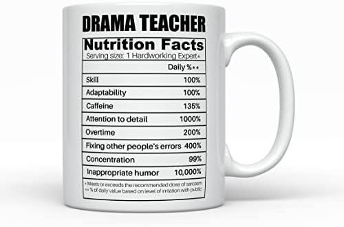 Drama Öğretmeni Beslenme Gerçekleri Kahve Kupa Komik Hediye fikirleri Erkekler Kadınlar için Kolej Grad Doğum Günü