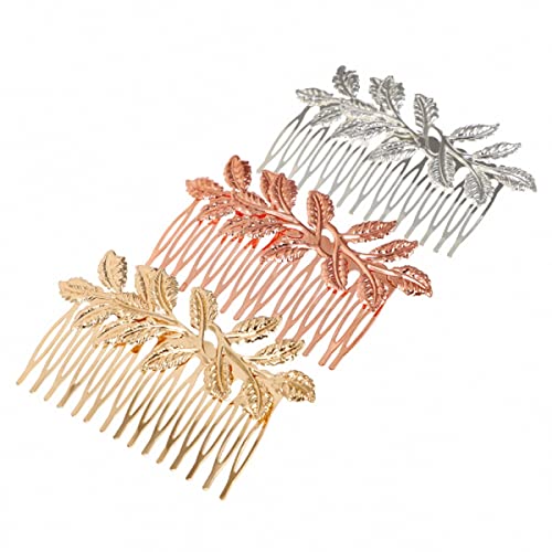 MOYEWU 3 ADET Metal Yaprak saç tokası Kızlar Firkete Barrette Çiçekler Altın Saç Tarak Tokalar Kadın Aksesuarları