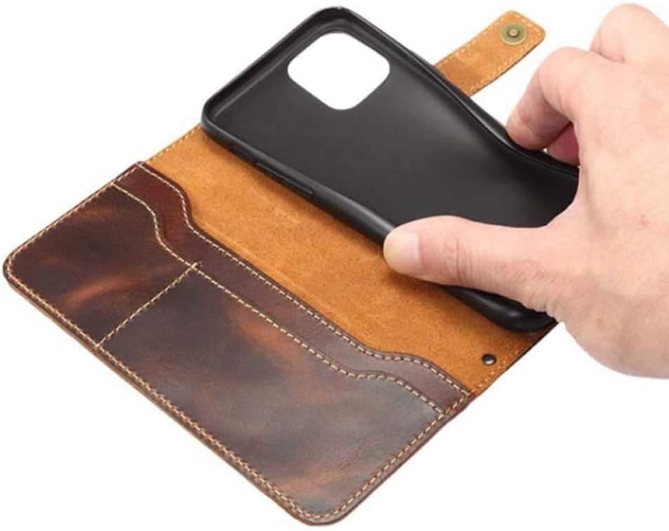 CEKGDB Apple iPhone 13 Pro (2021) Kapak Cüzdan, Yağ Balmumu İnek Derisi Flip Folio Standı Telefon Kılıfı ile kart