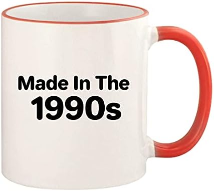 1990'larda Yapılan Ivır Zıvır Hediyeler-11oz Renkli Sap ve Ağız Kenarlı Kahve Fincanı, Kırmızı