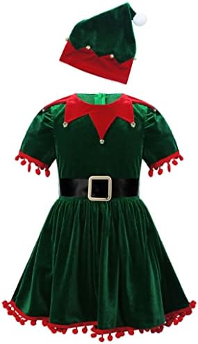 Yartina Çocuk Kız Noel Mrs Santa Kostüm Sequins Çizgili Dans Tutu Leotard Elbise Şekil Buz Pateni Kıyafetler