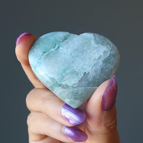 Saten Kristaller Yeşil Aventurin Kalp Zengin Sağlam Taş Aşk 2.75-3.0 İnç