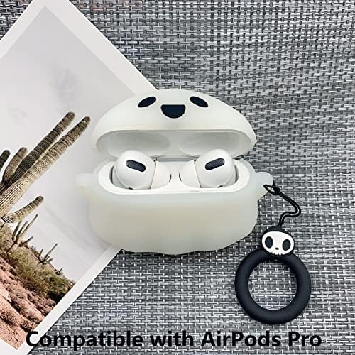 AirPods Pro kılıf kapak ile uyumlu, Airpods Pro için tasarlanmış aydınlık sevimli hayalet kılıf, Yumuşak Silikon Anime