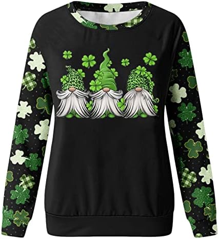 2023 Yeni kadın Aziz patrick Günü Jumper İrlandalı Gömlek Uzun Kollu Gömlek Yonca Shamrock Kazak Tees Casual Gevşek