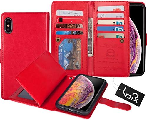Urvoıx için iPhone Xs Max, cüzdan açılır deri kılıf kart tutucu Kılıf, 2 in 1 Ayrılabilir Manyetik arka kapak iPhone