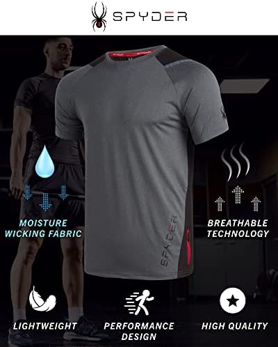Spyder Erkek Atletik Tişört - 2'li Paket Kuru Fit Kısa Kollu Performans Spor Tişört (S-XL)