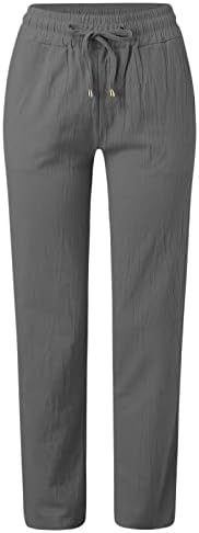 HİUARA 2023 Bayan rahat pantolon Düz Bacak Katı İpli Elastik Yüksek Bel Gevşek Rahat cepli pantolon